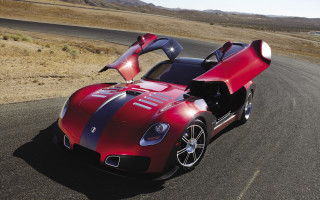 Red sports car desert road 2 - open door free wallpaper