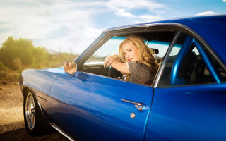 Woman bluecar driver cigarette beach - steering free wallpaper