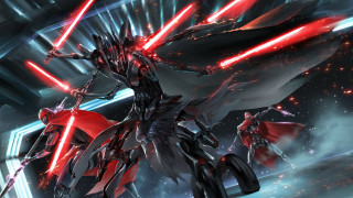 Futuristic robot motorcycle aurora space - its back leg free wallpaper