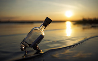 Beach sunset bottle reflection surreal - a bottle free wallpaper
