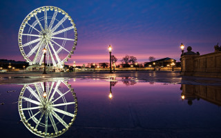Ferris wheel reflection city night - colin hayes free wallpaper
