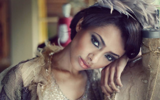 Gothic fashion portrait feathered headband - headband free wallpaper