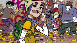 Cartoon girl camera group graffiti - a camera in front free wallpaper