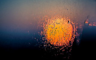 Rainy window yellow light blue - a blue sky behind free wallpaper