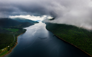 Hudson river landscape clouds mountains - david boyd free wallpaper