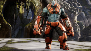 Futuristic suit man forest robot - a forest area free wallpaper