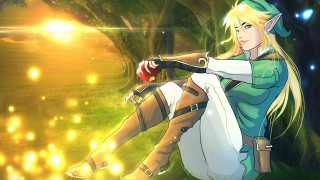 Woman sitting tree sword glowing - a tree in a forest free wallpaper