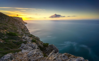 Sunset rocky cliff water mountain - arthur b. carles free wallpaper