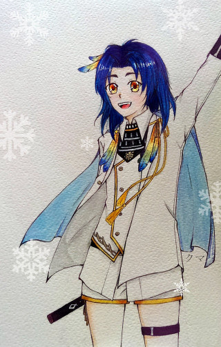 Girl blue hair coat camera - free christmas wallpaper