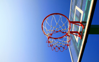 Basketball hoop blue sky green - deep free wallpaper