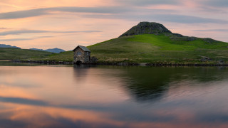House hill lake mountain sunset - andrew geddes free wallpaper