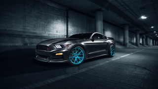 Car cobra blue rims white - a parking garage free wallpaper for desktop
