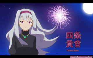 White haired girl fireworks night - a fireworks display free wallpaper