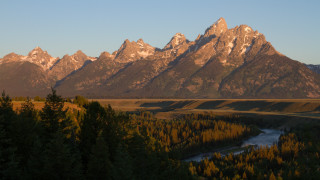 Mountain range river forest sky - ansel adams free wallpaper