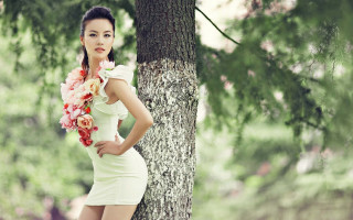 Woman flower dress tree nature - chen lu free wallpaper