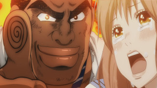 Anime characters faces close together - the other pointing free wallpaper