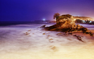 Almada negreiros beach rock formation - long exposure free wallpaper for desktop