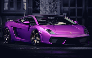 Purple sports car night building 2 - a purple sports car free wallpaper