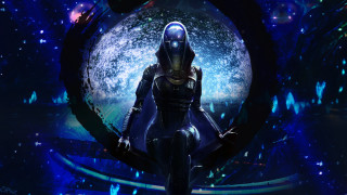 Futuristic woman space suit blue - mass effect free wallpaper for desktop