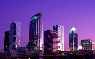 Tokyo skyline bridge purple night - dave arredondo free wallpaper