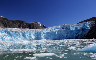 Glacier ice mountains blue sky - the water and mountains free wallpaper