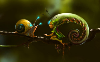 Snail branch green background craola - craola free wallpaper