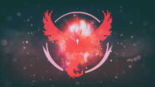 Red bird space starfield glow - star and dust free wallpaper