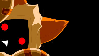 Stylized cat red eyes tail - a red circle free wallpaper