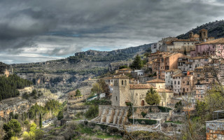 Village hill cloudy sky mountain - a village free wallpaper