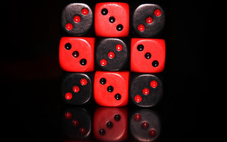 Red black dice black dots - symmetric free wallpaper