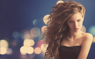 Woman long hair bokeh night - boke free wallpaper