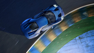 Blue sports car night track 3 - curve free wallpaper