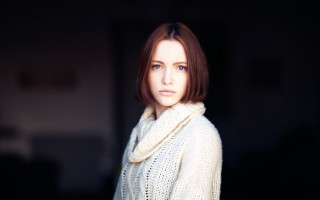 Woman white sweater scarf serious - anka zhuravleva free wallpaper for desktop