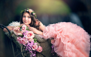 Girl pink dress flower wreath - elinor proby adams free wallpaper