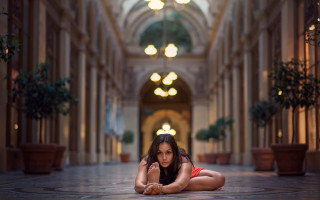 Woman red dress floor building - andrea orcagna free wallpaper for desktop