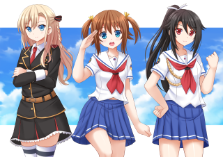 Anime girls schooluniform crossedarms blue - school uniform free wallpaper