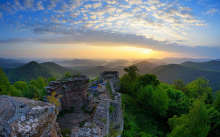 Mountain range sunset landscape bernd - the edge free wallpaper