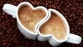 White cups coffee beans heart - morning free wallpaper