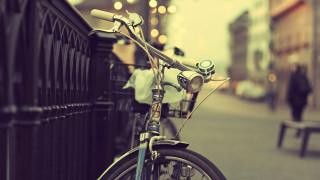 Bicycle fence streetcorner person bench - a bicycle free wallpaper