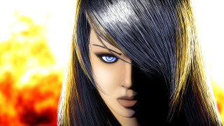 Eve rider blonde streaks fire - dynamic lighting free wallpaper