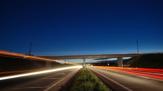 Highway bridge cars night lightstreaks - the road free wallpaper