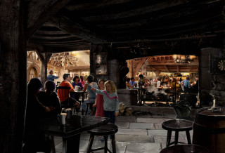 Group people bar building clock - concept design art free wallpaper