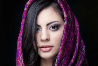 Woman scarf black background pink - scarf free wallpaper