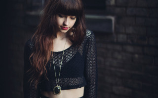 Woman long hair black top 3 - gothic free wallpaper for desktop