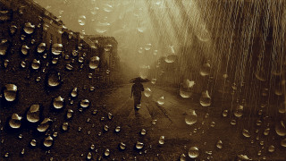 Rainy street umbrella planet galaxy - an umbrella over free wallpaper