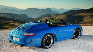 Blue sports car mountains sky 2 - blue sky free wallpaper