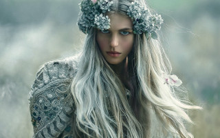 Woman long hair flowers field - artur tarnowski free wallpaper for desktop