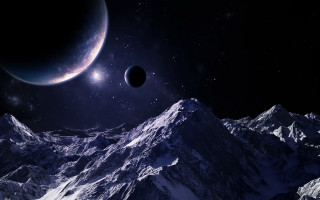 Mountain moon planets night sky - a moon free wallpaper for desktop
