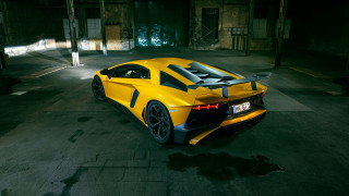Yellow sports car parking garage 6 - top of its free wallpaper
