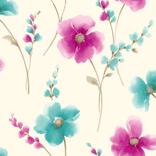 Floral pattern pink blue white - pastell free wallpaper